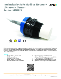 Thumbnail of document Data Sheet - MNU-IS Intrinsically Safe Modbus Ultrasonic Level Sensor